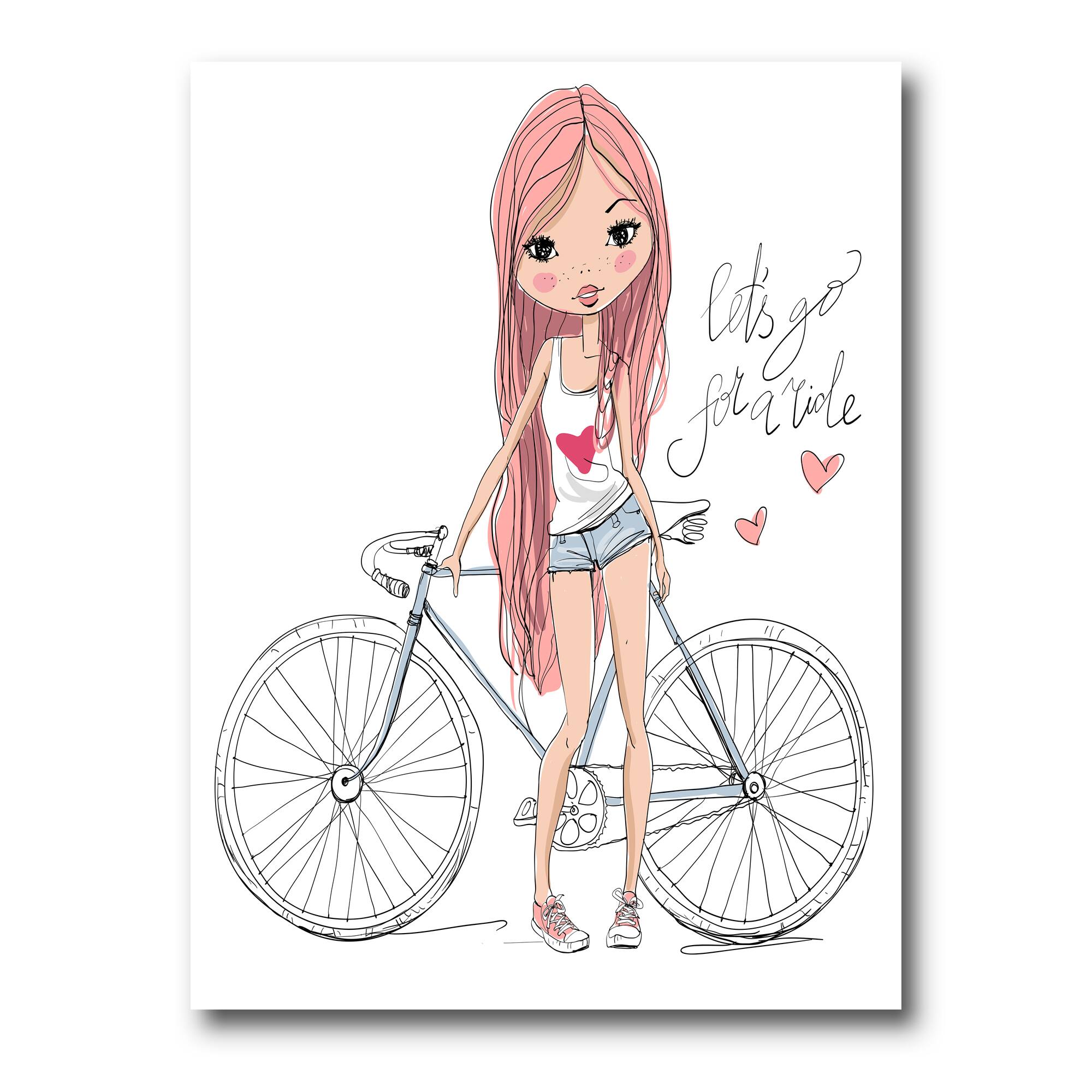 Designart - Young Girl With Bicycle